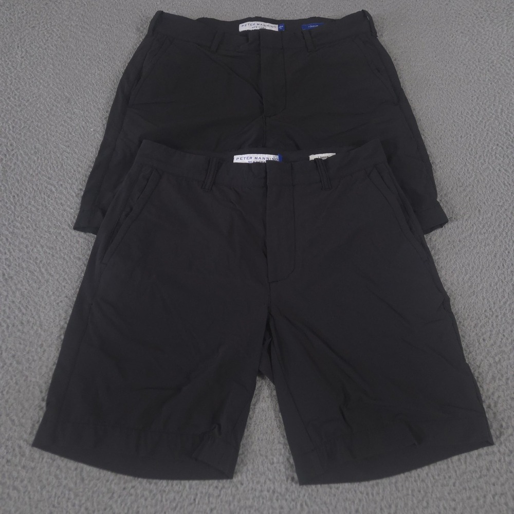 LOT OF 2 Peter Manning Shorts Mens 28/29 Black Tech Chino 7" Inseam Stretch Golf